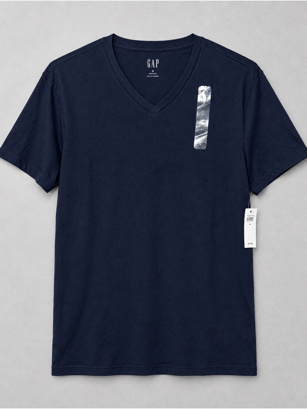 GAP Men's V-Neck Tee in Navy with Subtle Logo Detail